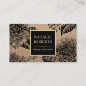 クラフト素朴ブラックフローラメイクアップアーティストヘアサロン 名刺 (正面)