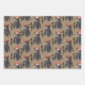 クラフト素朴ブラックベアークリスマスキュブ ラッピングペーパーシート (正面3)