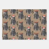 クラフト素朴ブラックベアークリスマスキュブ ラッピングペーパーシート (正面2)