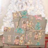 クラフト素朴ブラックベビーガールズ初めてのクリスマス ラッピングペーパーシート