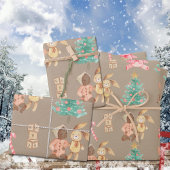 クラフト素朴ブラックベビーガールズ初めてのクリスマス ラッピングペーパーシート