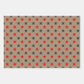 クラフト素朴ブラックレッドスターズクリスマスホリデー ラッピングペーパーシート (正面2)