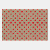 クラフト素朴ブラックレッドスターズクリスマスホリデー ラッピングペーパーシート (正面)