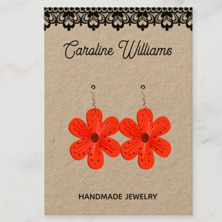 クラフト素朴ブラックレース手作りイヤリング販売 名刺