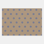 クラフト素朴ブルーとダビデのホワイトスター ラッピングペーパーシート (正面3)