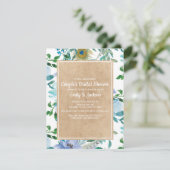 クラフト素朴ブルーホワイトフローラカップルのブライダル 招待状 (スタンド正面)