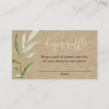 クラフト素朴ベビーシャワーおむつラッフルカード