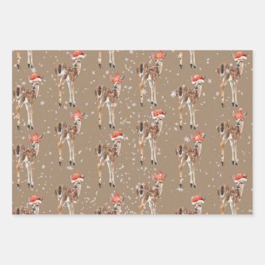 クラフト素朴ベビードードディアーズ休日の服装 ラッピングペーパーシート (正面3)