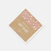 クラフト素朴ベビーピンクの雨滴ベビーシャワー スタンダードカクテルナプキン (角)