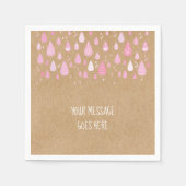 クラフト素朴ベビーピンクの雨滴ベビーシャワー スタンダードカクテルナプキン (正面)