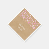 クラフト素朴ベビーピンクの雨滴ベビーシャワー スタンダードカクテルナプキン (角)