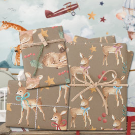 クラフト素朴ベビー初めてのクリスマストナカイパーティー ラッピングペーパーシート