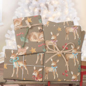 クラフト素朴ベビー初めてのクリスマストナカイパーティー ラッピングペーパーシート