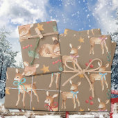 クラフト素朴ベビー初めてのクリスマストナカイパーティー ラッピングペーパーシート