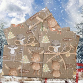 クラフト素朴ベビー初めてのクリスマス冬動物 ラッピングペーパーシート