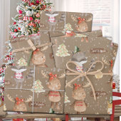 クラフト素朴ベビー初めてのクリスマス動物の名前の追加 ラッピングペーパーシート