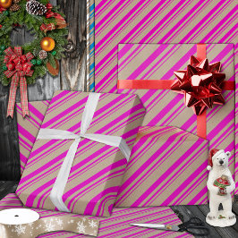 クラフト素朴ホットピンクストライプズ休日 ラッピングペーパー