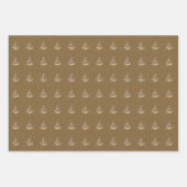 クラフト素朴ホワイトクリスマスツリーパターンギフト ラッピングペーパーシート (正面)