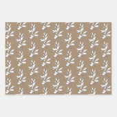 クラフト素朴ホワイトステムリーフグリーン ラッピングペーパーシート (正面2)