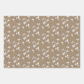 クラフト素朴ホワイトステムリーフグリーン ラッピングペーパーシート (正面)