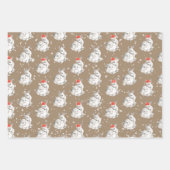 クラフト素朴ホワイトベビードードトインデナーズサンタハット ラッピングペーパーシート (正面3)