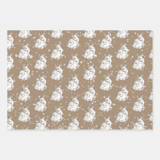 クラフト素朴ホワイトベビードードトインデナーズスノーフレーク ラッピングペーパーシート (正面3)
