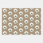 クラフト素朴ホワイトホリデーデコール ラッピングペーパーシート (正面3)