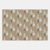 クラフト素朴ホワイトホリデーデコール ラッピングペーパーシート (正面)