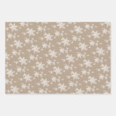 クラフト素朴ホワイト&金ゴールドスノーフレーク ラッピングペーパーシート (正面)