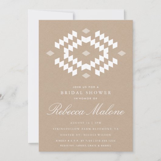 クラフト素朴ボホブライダルシャワー 招待状 (正面)