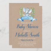 クラフト素朴ボーイエレファントサファリボホベイビーシャワー 招待状 (正面/裏面)