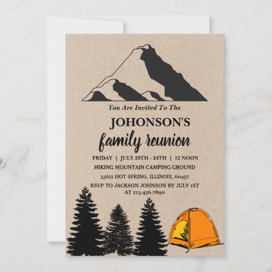 クラフト素朴マウンテンズキャンピングファミリー懇親会 招待状 (正面)