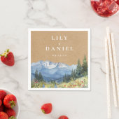 クラフト素朴マウンテンワイルドフラワー結婚ズ スタンダードカクテルナプキン (インサイチュ)