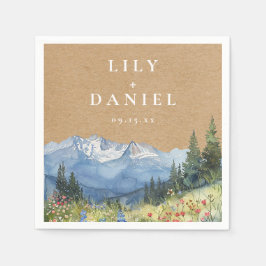 クラフト素朴マウンテンワイルドフラワー結婚ズ スタンダードカクテルナプキン