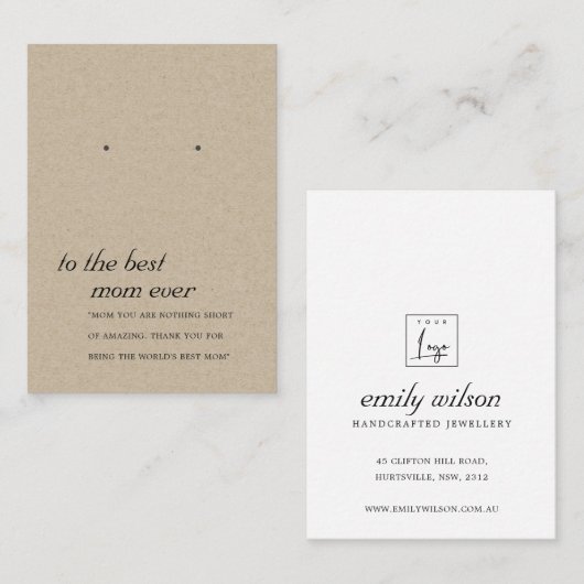 クラフト素朴ママギフトイヤリングディスプレイカード プレイスカード (正面/裏面)