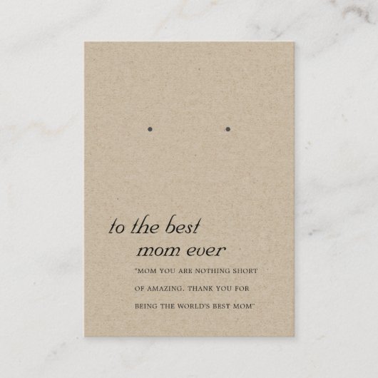 クラフト素朴ママギフトイヤリングディスプレイカード プレイスカード (正面)