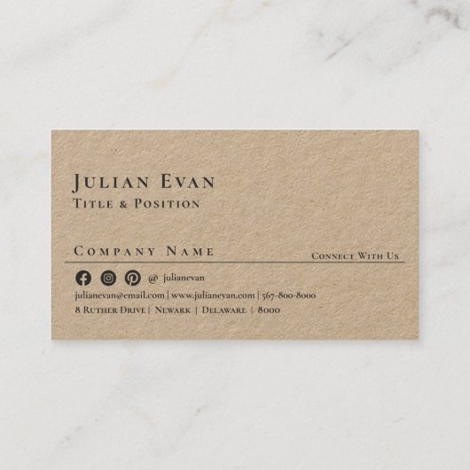 クラフト素朴ミニマモダンリストQRコード 名刺 (裏面)