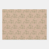 クラフト素朴メリークリスマスブラックレッドグリーン ラッピングペーパーシート (正面3)