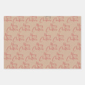 クラフト素朴メリークリスマスブラックレッドグリーン ラッピングペーパーシート (正面2)