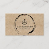 クラフト素朴モダンブラウンケーキQRコードベーカリー 名刺 (正面)