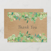 クラフト素朴ユーカリ葉スビジネスありがとう ポストカード (正面/裏面)