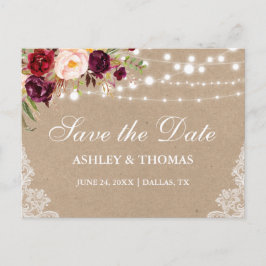 クラフト素朴ライトレースフローラ保存日 案内ポストカード