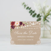 クラフト素朴ライトレースフローラ保存日 案内ポストカード (スタンド正面)