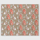 クラフト素朴ラビットアウトギフト与えのクリスマスイブ ラッピングペーパー (フラット)