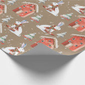 クラフト素朴ラビットアウトギフト与えのクリスマスイブ ラッピングペーパー (角)