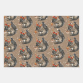クラフト素朴リス忙しクレッキングホリデーナッツ ラッピングペーパーシート (正面2)