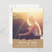 クラフト素朴ルックフォト卒業お祝い インビテーションポストカード (正面/裏面)