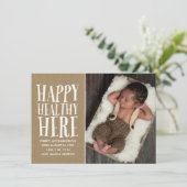 クラフト素朴レタリング写真誕生のお知らせ 案内状 (スタンド正面)