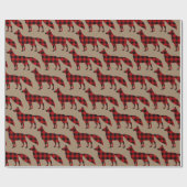 クラフト素朴レッドキツネバッファローのクリスマス用プレイド ラッピングペーパー (フラット)