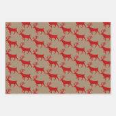 クラフト素朴レッドグリーンホワイトウッドランドスタック ラッピングペーパーシート (正面)